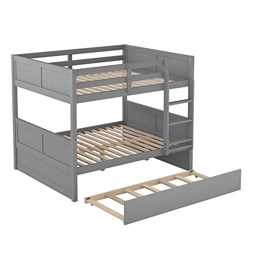 Twin Over Full Bunk Bed with Slide and Stairs for Kids I642