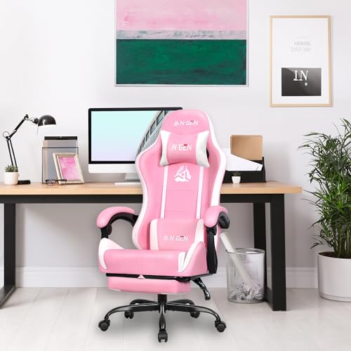 Gaming Chair with Footrest Lumbar Support High Back Recliner Ergonomic Leather L124