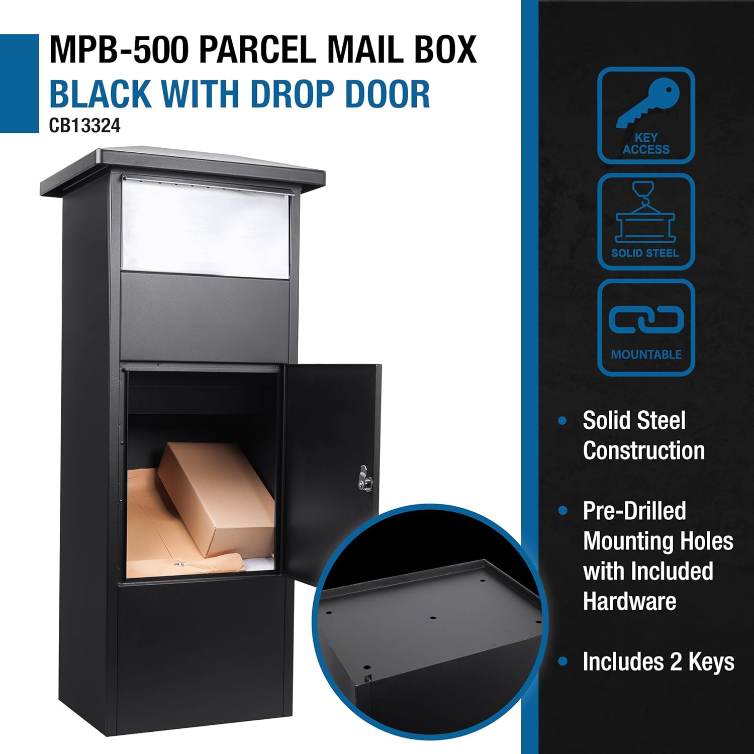 Large Steel Parcel Drop Box with Lock W806