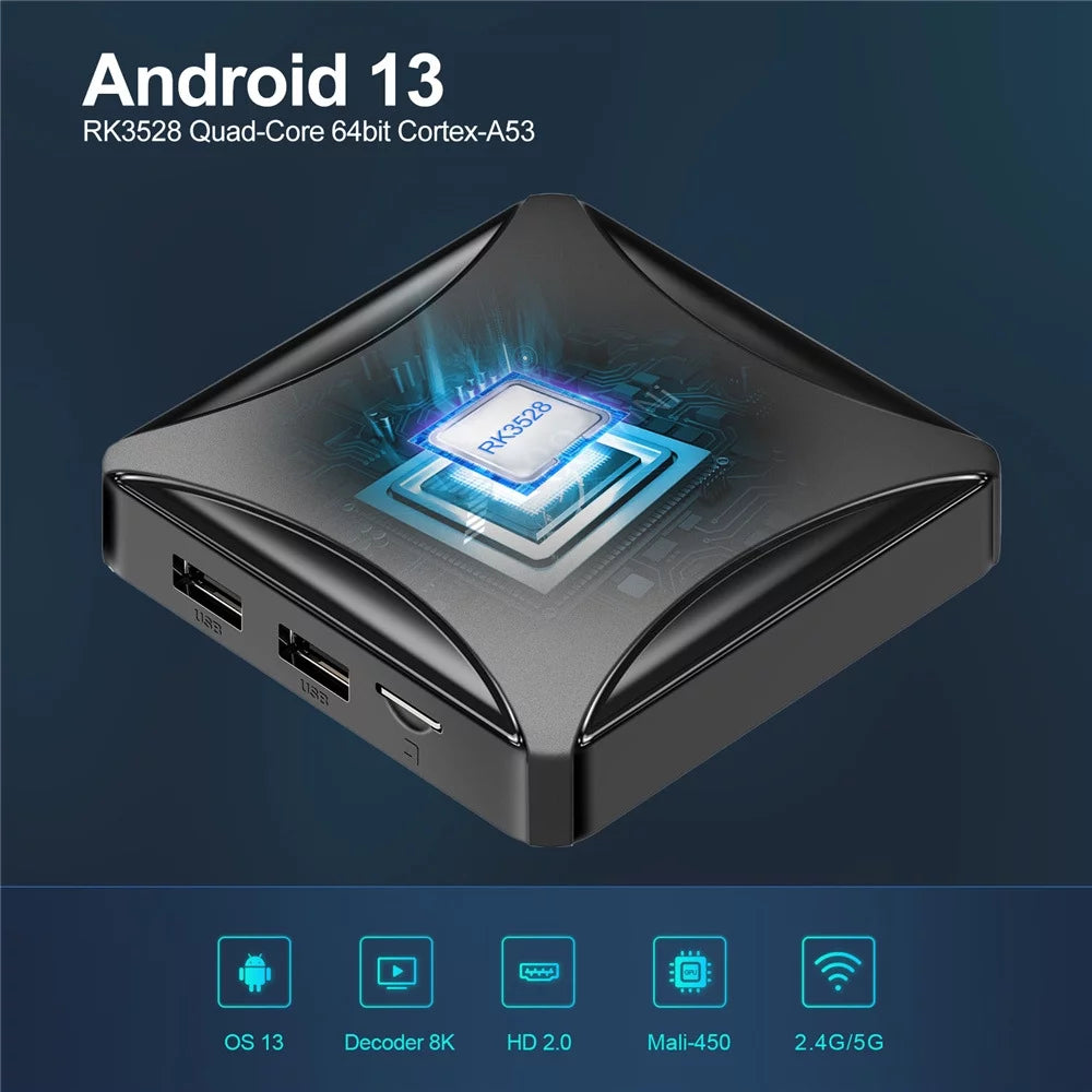 TV Box 4GB RAM 64GB ROM Quad-Core 8K HDR10+ B776