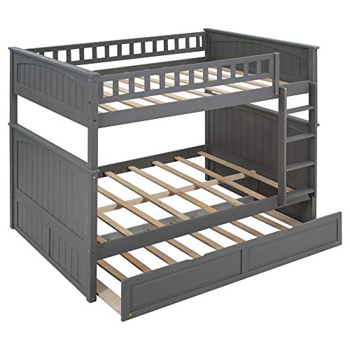 Twin Over Full Bunk Bed with Slide and Stairs for Kids I642