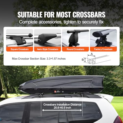 Roof Cargo Carrier, 22 Cubic Feet, Hard Shell, Dual-Sided Opening, Black E370