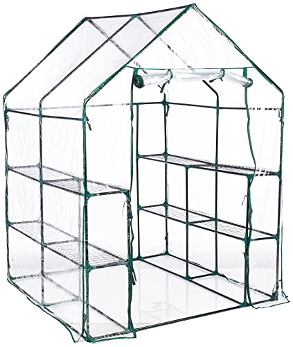 4 Tier Mini Greenhouse with Locking Wheels and PVC Cover G459030