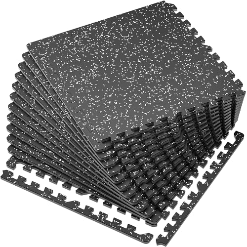24 Pcs Interlocking Rubber Top Exercise Mats for Home Gym B471556