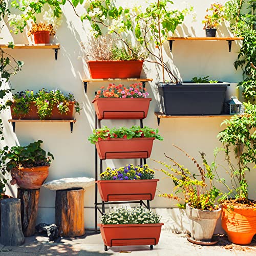 Raised Garden Bed 4 Tier Vertical Planter with Legs H80745