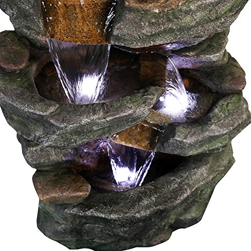 40" High 6-Tier Cascading Rock Outdoor Water Fountain with LED Lights D57471