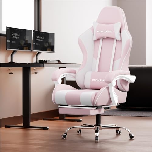 Gaming Chair with Footrest and Lumbar Support, Height Adjustable, Blue Y9034