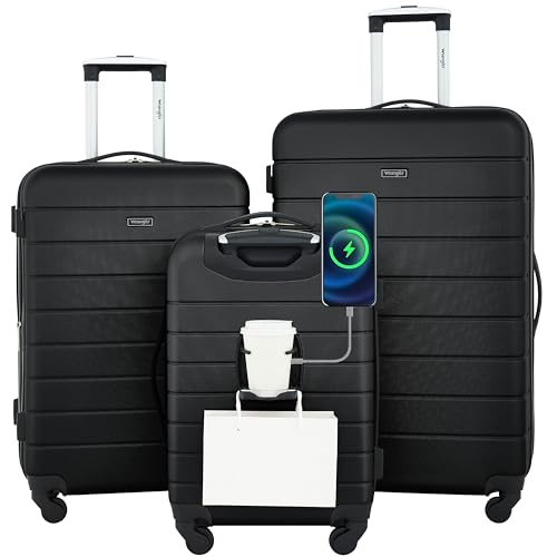 Smart Luggage Set with Cup Holder and USB Port, 20-Inch Carry-On D90568