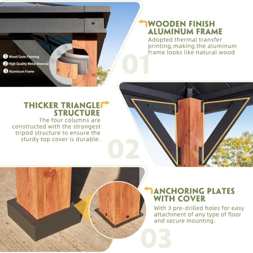 12x20 ft Hardtop Gazebo Double Roof Galvanized Steel Canopy Outdoor Aluminum Frame with Netting and Curtains X191579