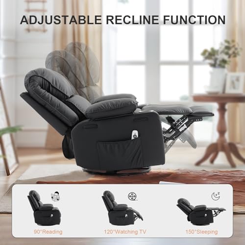 Massage Recliner Chair with Heat, Swivel Rocking, Cup Holders L468