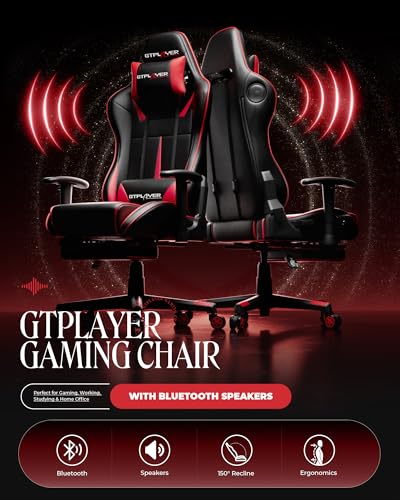 Gaming Chair with Speakers, Footrest, High Back Ergonomic Reclining B51631