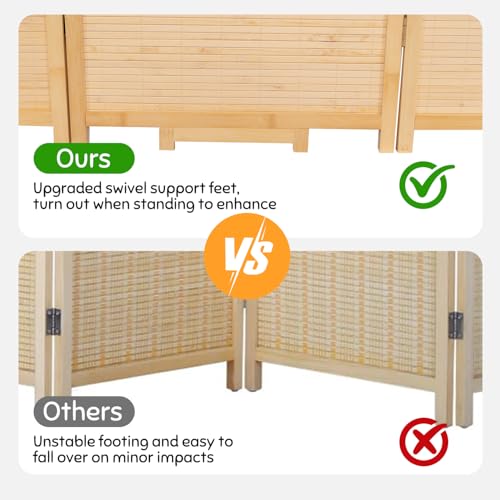 Bamboo Room Divider Folding Privacy Screen, 4 Panel, Beige N84000