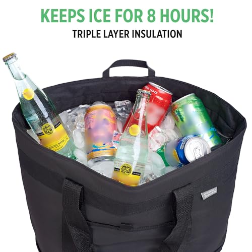 Insulated Cooler Bag with Thermal Lining, Collapsible for Grocery, Travel, Beach, and Picnic W52787
