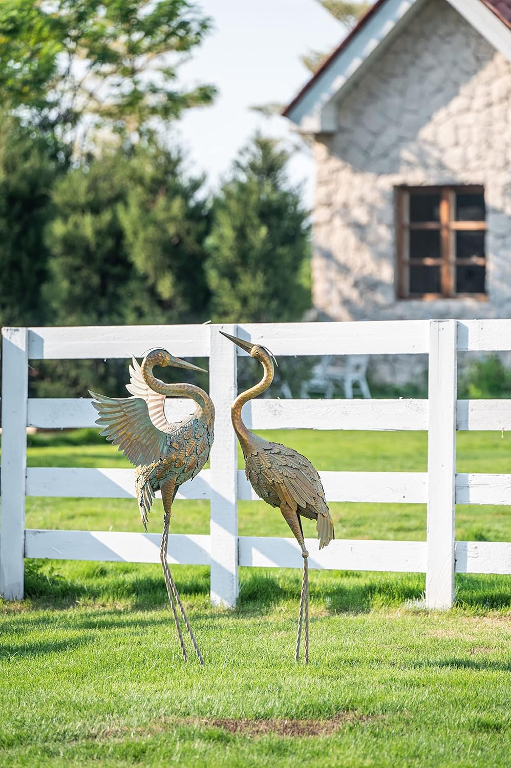 Large Crane Bird Metal Garden Art Heron Sculpture Lawn Ornament O3278