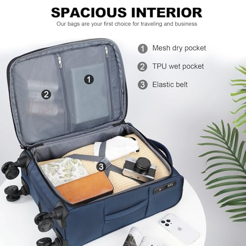 Softside Expandable Carry On Luggage with Spinner Wheels and TSA Lock B846