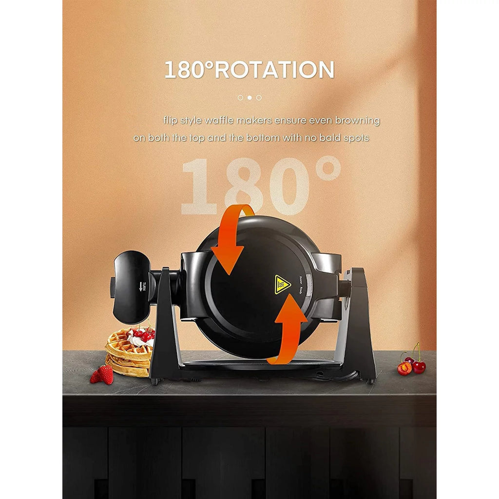 180° Flip Belgian Double Waffle Maker, 8-Slice Nonstick, Removable Drip Tray C447042