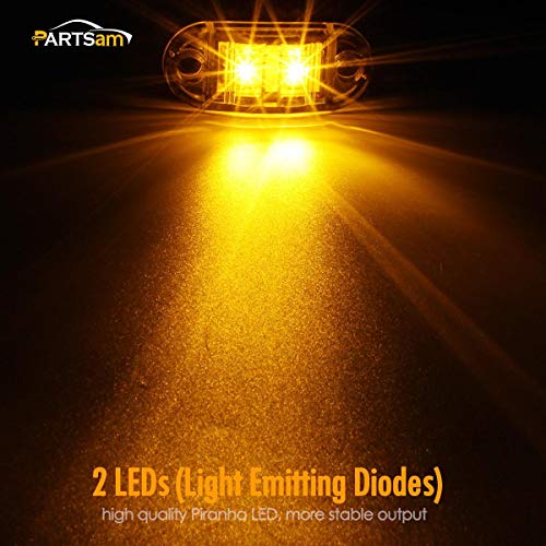 2.5 Inch Oval Amber LED Side Marker Lights with Clear Lens, Surface Mount for Trailer Truck Boat Marine, 12V C59066