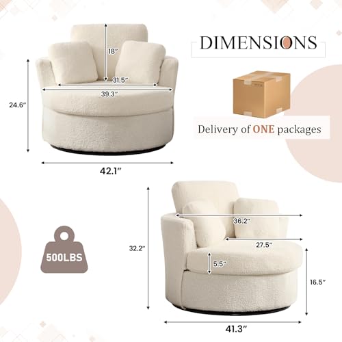 Round Swivel Barrel Chair with Ottoman for Living Room Bedroom G375183