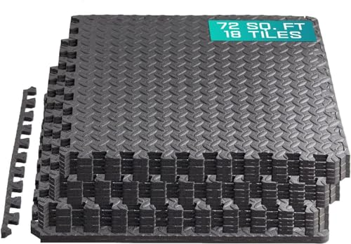 Puzzle Exercise Mat for Home Gym, EVA Interlocking Foam Floor Tiles with Border O344855