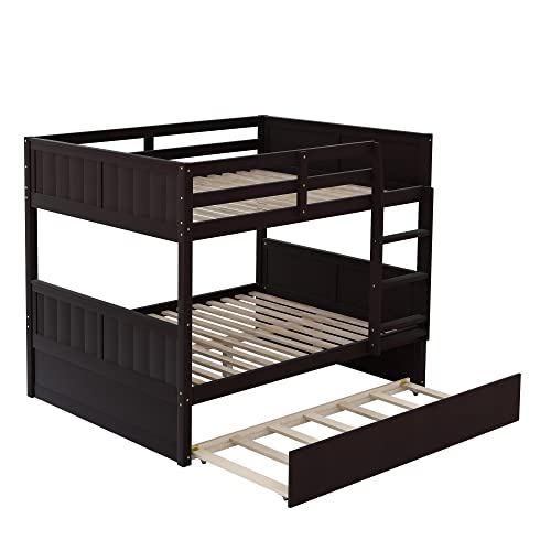 Twin Over Full Bunk Bed with Slide and Stairs for Kids I642