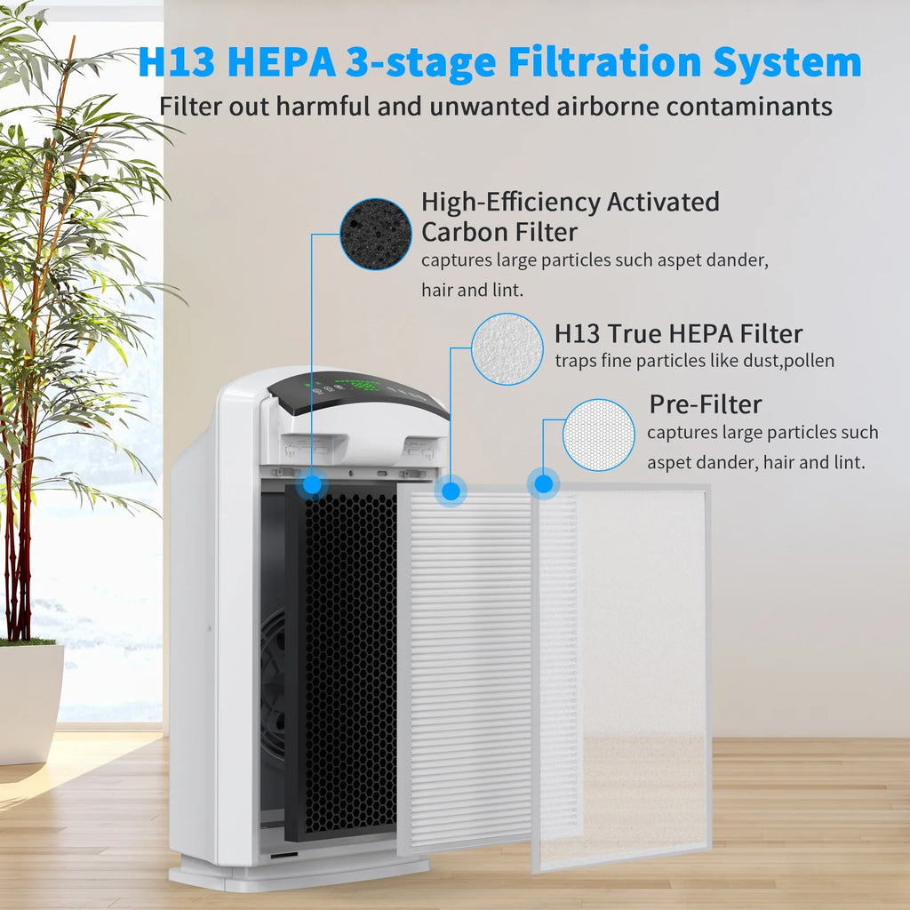 HEPA Air Purifier for Large Rooms, Pet Hair, Allergies, Odors H806