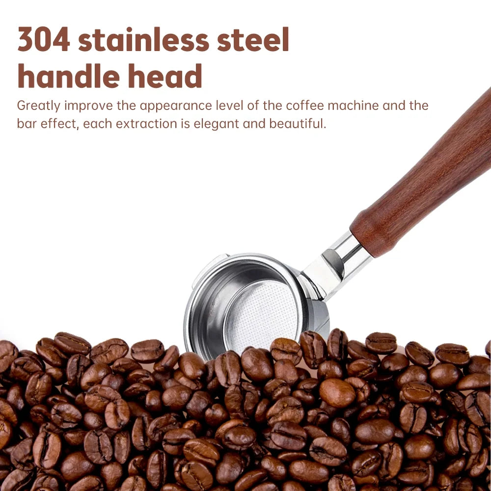 54mm Stainless Steel Bottomless Portafilter with Wood Handle Z534
