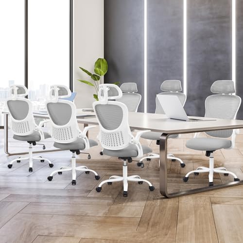 Ergonomic High-Back Mesh Rolling Desk Chair with Adjustable Headrest, Pink S9181