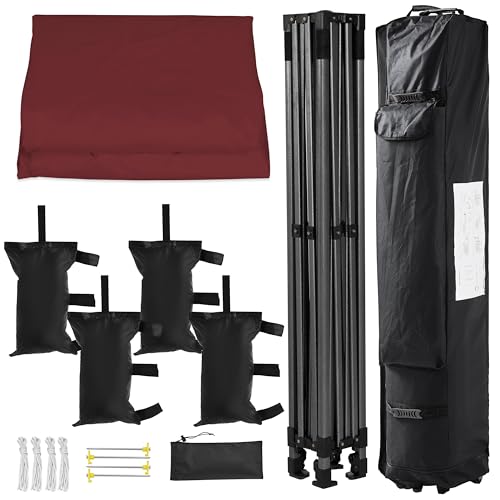 Heavy Duty Pop Up Canopy Tent 10x20 with Wheeled Carry Bag, White Q36763