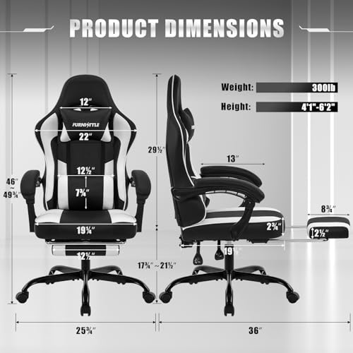 Ergonomic Leather Gaming Chair with Footrest and Lumbar Support B869