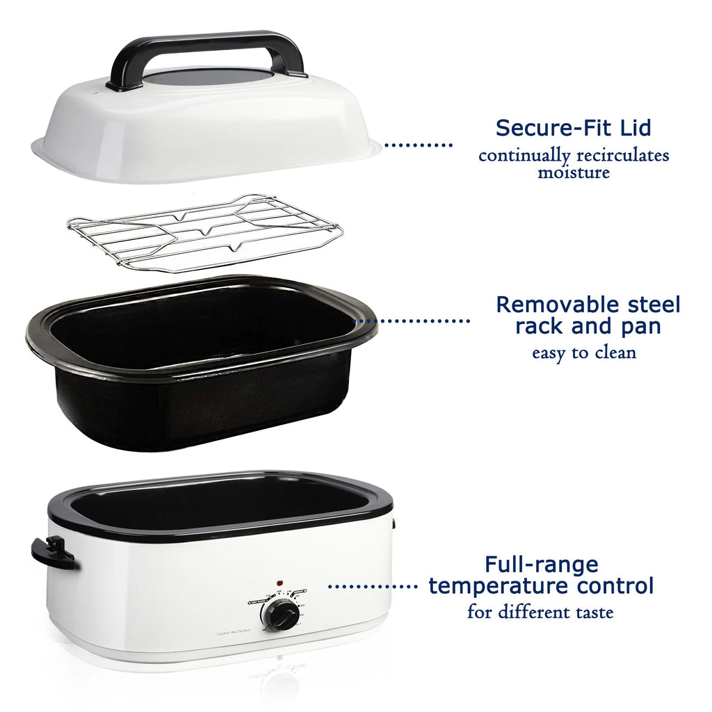 26 Quart Roaster Oven with Self-Basting Lid Removable Pan Stainless Steel R86257