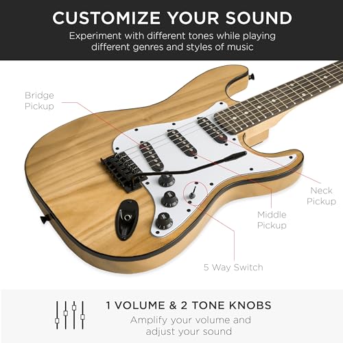 39in Full Size Beginner Electric Guitar Starter Kit with Case and Amp E13920