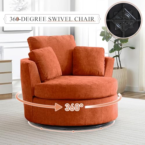 Round Swivel Barrel Chair with Ottoman for Living Room Bedroom G375183