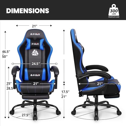 Gaming Chair with Footrest Lumbar Support High Back Recliner Ergonomic Leather L124