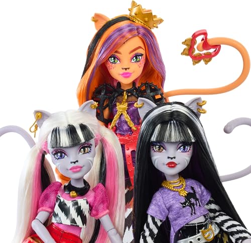 Monster High Dolls Three-Pack with Toralei Stripe, Meowlody and Purrsephone G6242