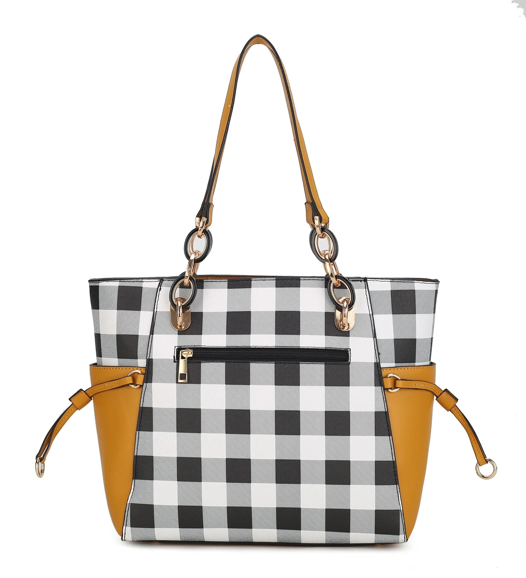 Checkered Tote Handbag with Wallet Z717