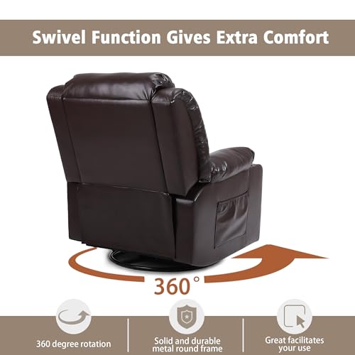 Swivel Recliner Chair with Massage and Heat, Fabric Upholstery, Lime Gray Y550941
