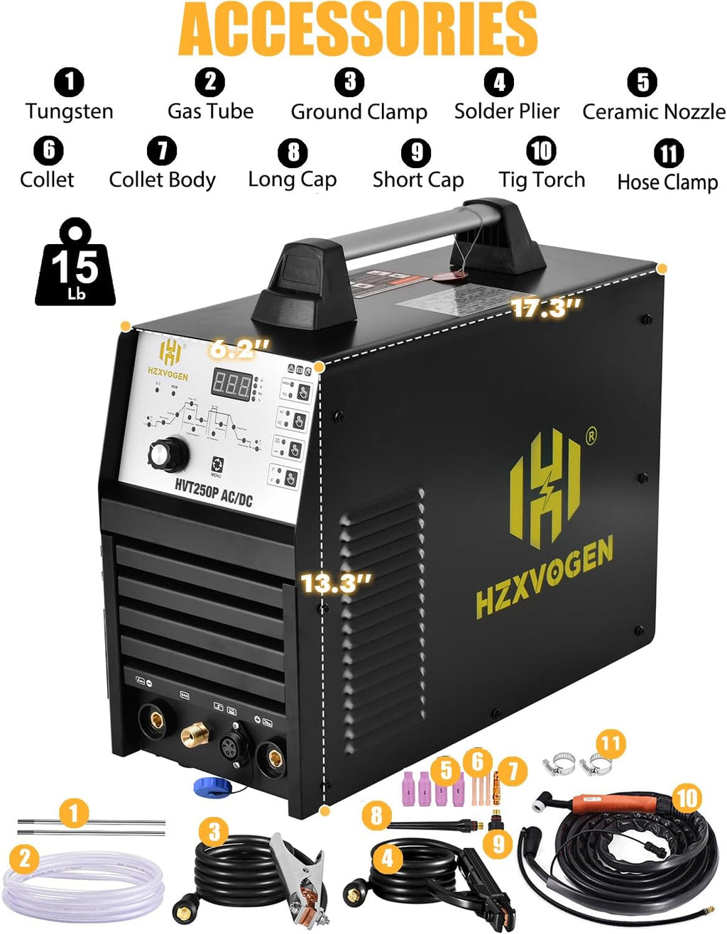 200Amp AC/DC TIG Welder with Pulse, 4 in 1 Multiprocess, Dual Voltage 110V/220V V834156