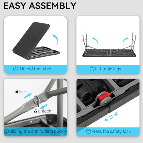 Heavy Duty Portable Folding Table for Dining, Parties, and Camping Z981199