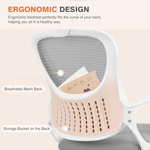 Ergonomic High-Back Mesh Rolling Desk Chair with Adjustable Headrest, Pink S9181