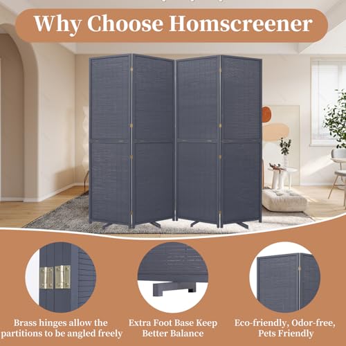 Bamboo Room Divider 4 Panel Freestanding Folding Privacy Screen T33053