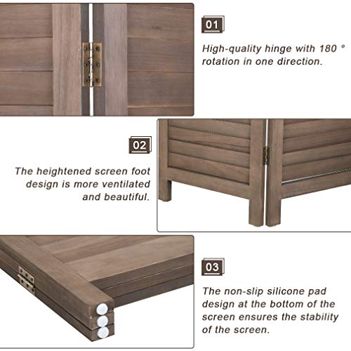 6 Panel Wood Room Divider Privacy Screen Freestanding White U13428