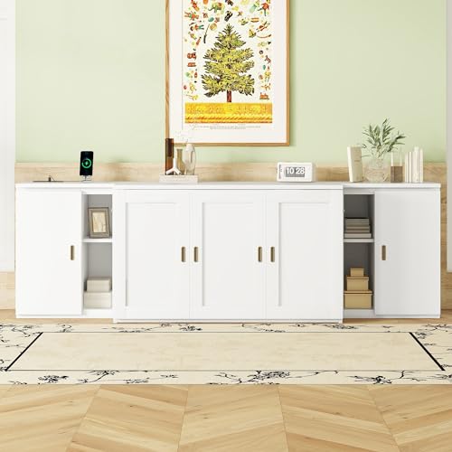 Murphy Bed Chest with Shelves and USB Ports, Foldable Wood Frame Y56482