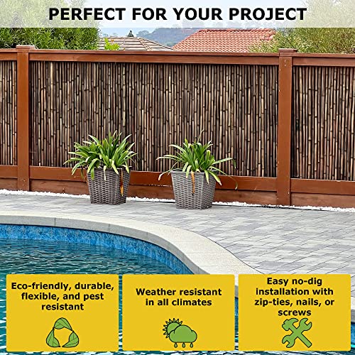 Natural Bamboo Fencing Garden Screen Rolled Fence Panel 6 ft H x 8 ft L S399452