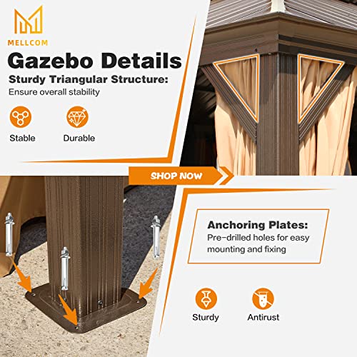 12x16 ft Hardtop Gazebo with Double Roof, Curtains and Netting T94173