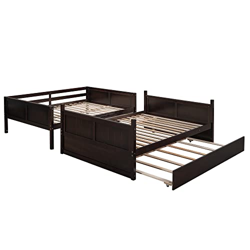 Twin Over Full Bunk Bed with Slide and Stairs for Kids I642