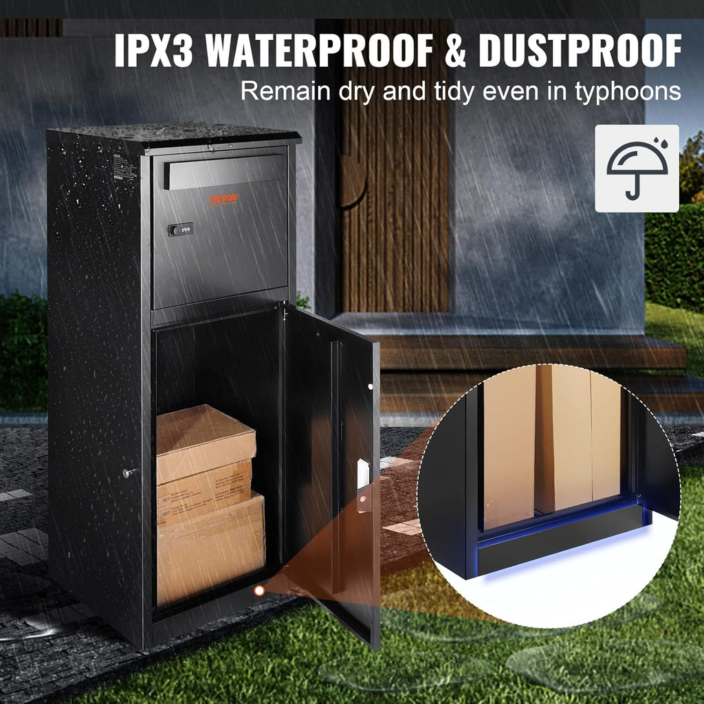 Galvanized Steel Package Delivery Box with Coded Lock, IPX3 Waterproof M85162
