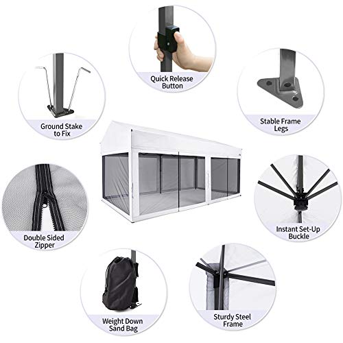 10 x 20 ft Pop Up Canopy with Removable Sidewalls and Carry Bag D431035