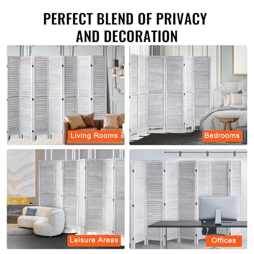 4 Panel Folding Wood Room Divider, 66.9 Inch Tall Privacy Screen I263