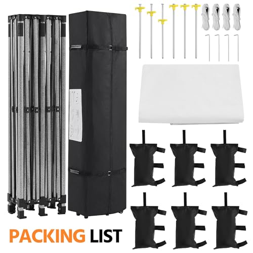 Heavy Duty Pop Up Canopy Tent 10x20 with Wheeled Carry Bag, White Q36763