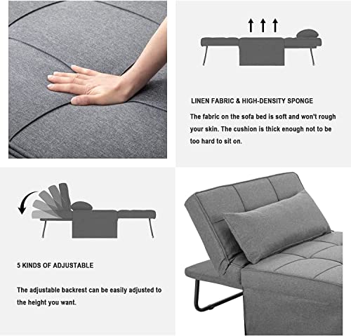 Folding Sofa Bed with Adjustable Backrest, Dark Grey Q8430